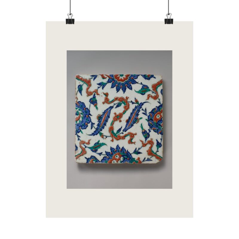 Tile with Floral and Cloud-band Design — sample preview on Poster — 12×16"